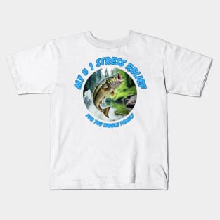 Bass Jumping for the Prize in a Peaceful Woodland Stream Kids T-Shirt